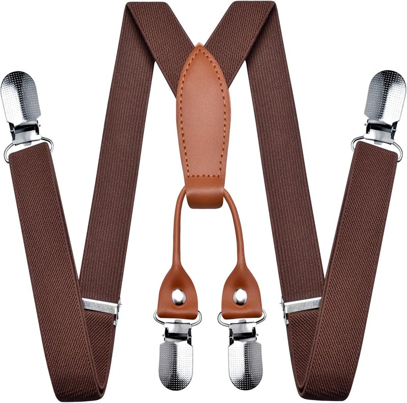 Branduce Solid Color Baby Boy Suspender with 4 Strong Clips Adjustable Kids Y Back Suspenders - Image 1